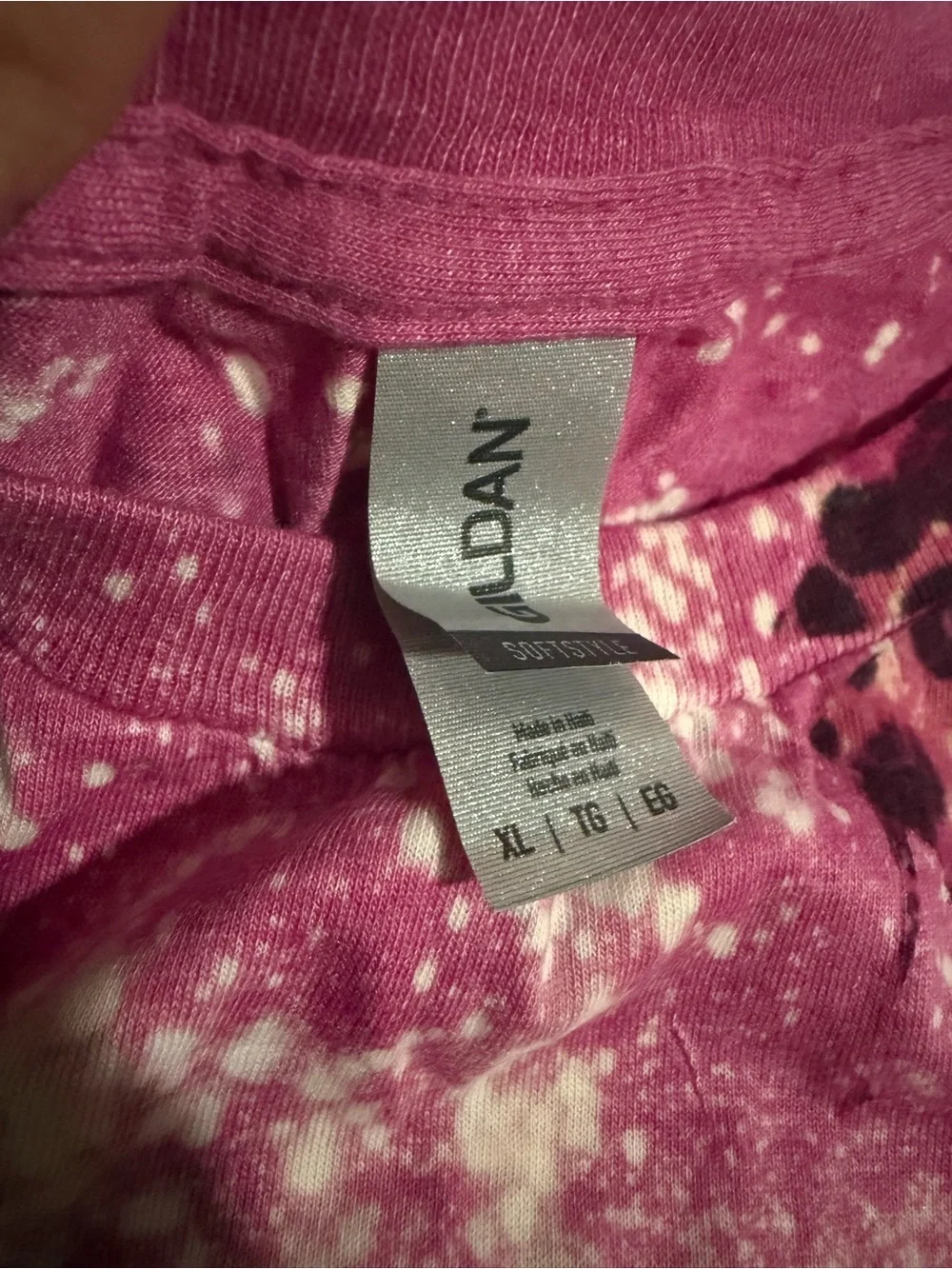 Gildan Women's Pink Tie-Dye Cow Graphic Short Sleeve Tee - Picture 4 of 5